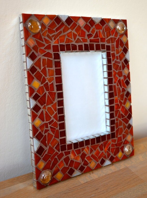 Picture frame red glass mosaic