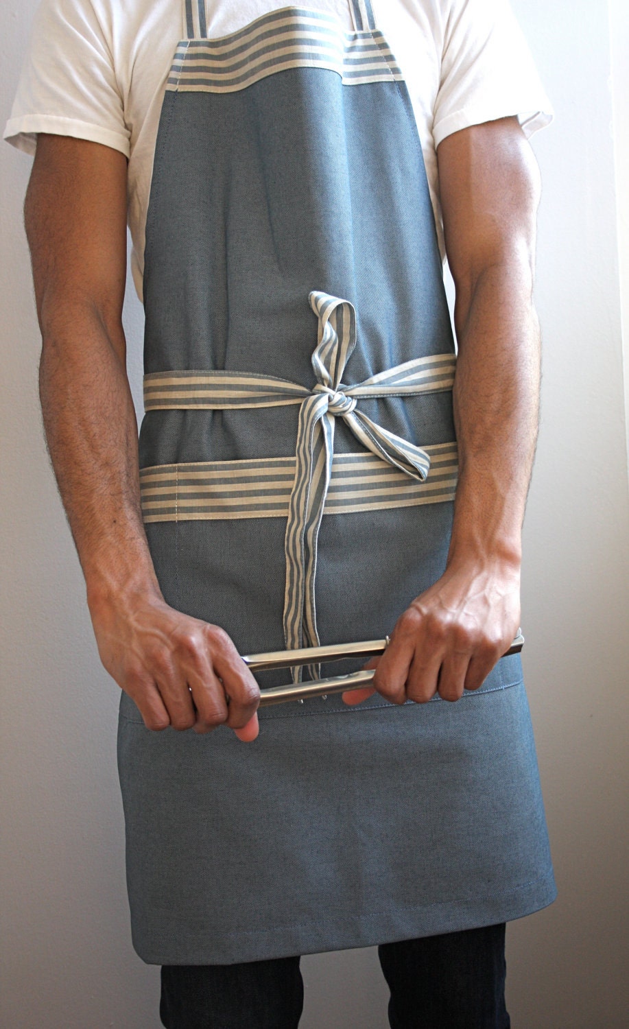Mens apron chefs apron grilling apron navy nautical LAST