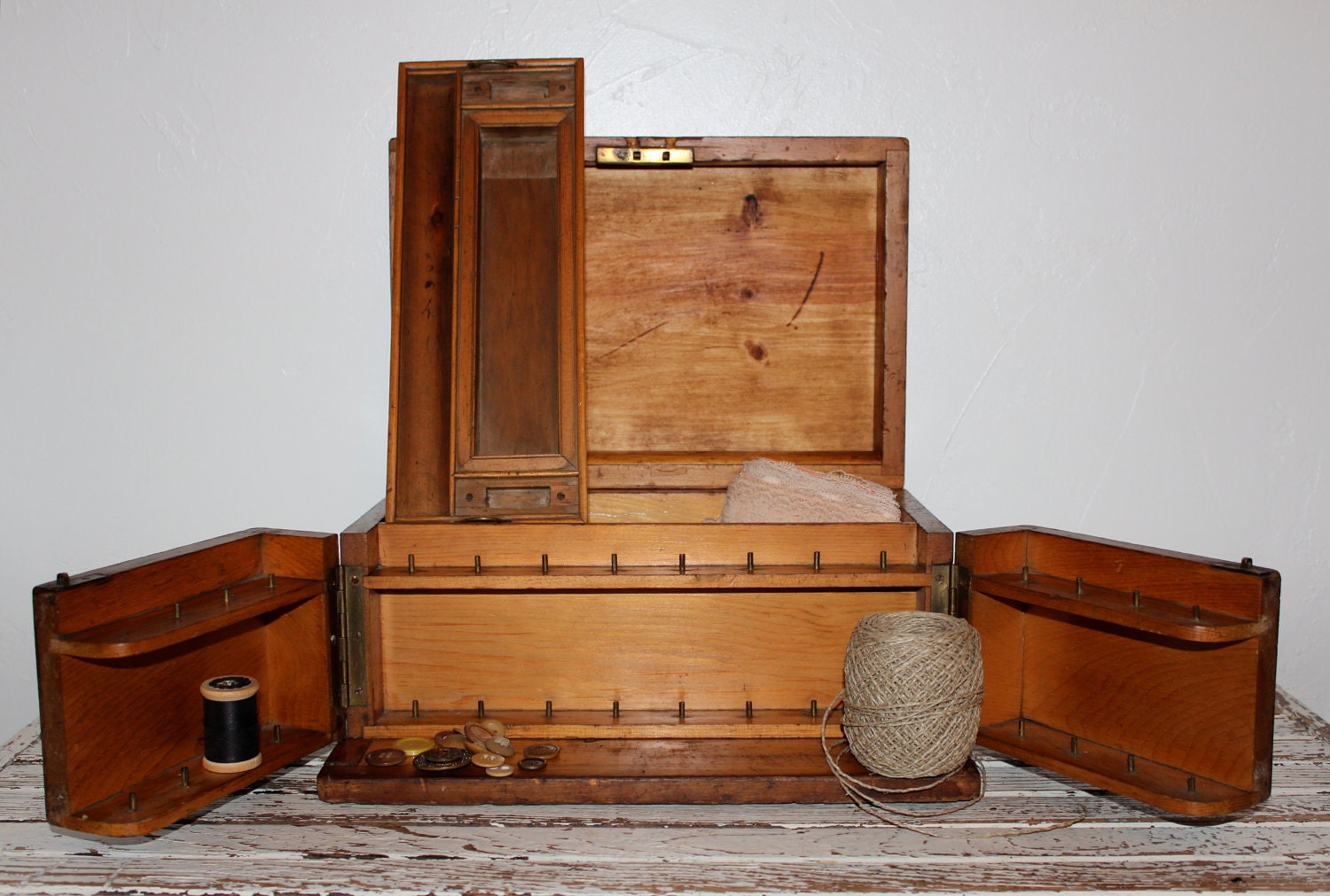 Wood Sewing Box Antique