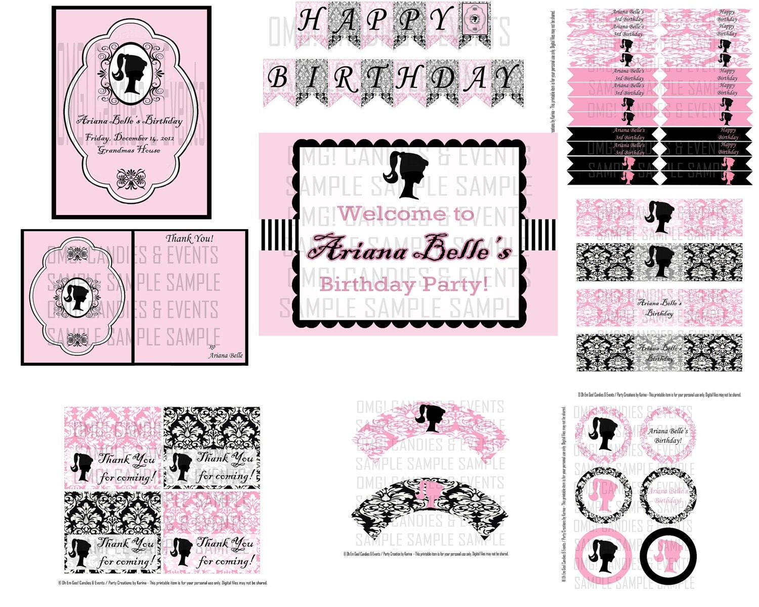 Barbie Birthday Party Printable Package by omgcandiesandevents