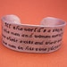 Custom Hand Stamped 1" Aluminum Cuff Bracelet for longer quotes