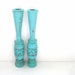 Shabby Chic Candlesticks - Upcycled - Turquoise Distressed Engraved