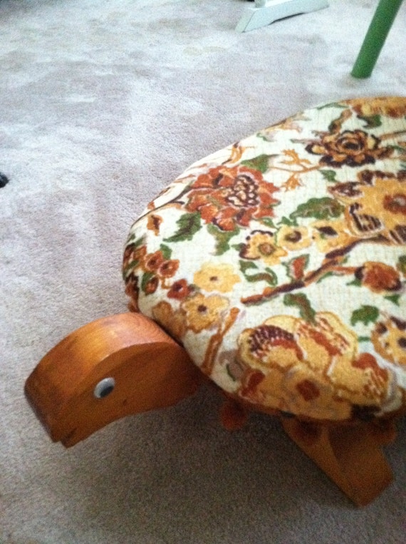 Vintage Turtle Foot Stool Wood