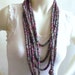 Layered loop necklace, knitted infinity scarflace, multicolored