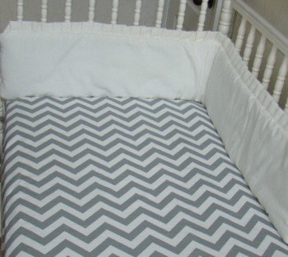 Items similar to Crib Sheet Fitted Grey Chevron ZigZag on Etsy
