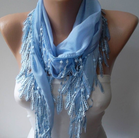 Châle/Écharpe Atmosphere Femme - Couleur Bleu Clair - Occasion - Accessoire Léger Et Élégant