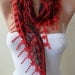 Red Shawl / Scarf with Red Trim Edge