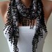 SALE - Black and Colorful Scarf with Black Trim Edge