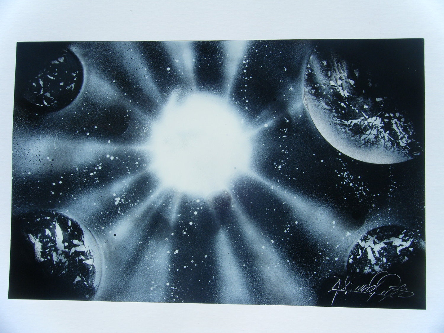 Sold-Request a Remake / Spray Paint Art / Space Scene / Planet