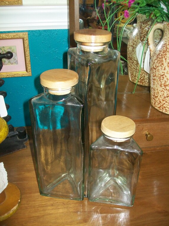 Tall glass jar with lid apothecary tri sided triangle by zantana