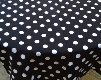 60" Mickey Mouse Clubhouse Black with White Polka Dots Round Table Cloth Only