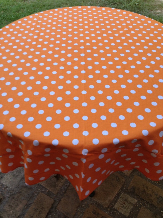60 Round Table Cloth Only Candy Land Orange With White 60 Round Table Cloth Only Candy Land Orange With White Polka Dot