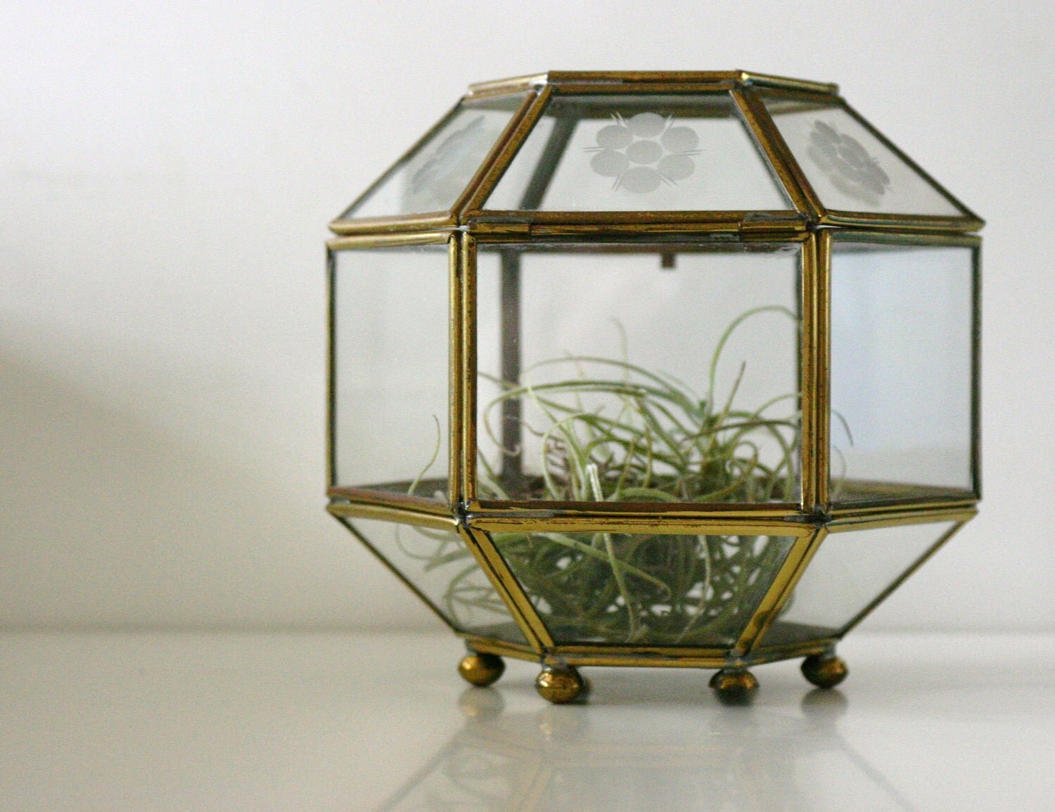 Vintage Hexagonal Glass Jewelry Box