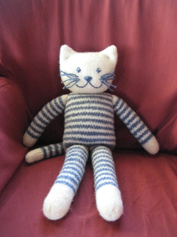 Plush Felted Kitty PDF Knitting Pattern  Cat  stuffed toy