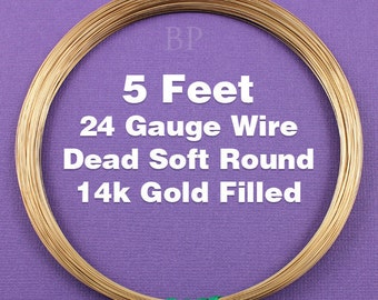 14k Gold Filled, 24 Gauge Dead Soft Round Wire Coil, Wrapping Wire (5 FEET)