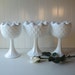 RESERVED FOR MELISSA, Wedding Tablesetting, Milk Glass Compotes, Set of 3, Shabby Chic