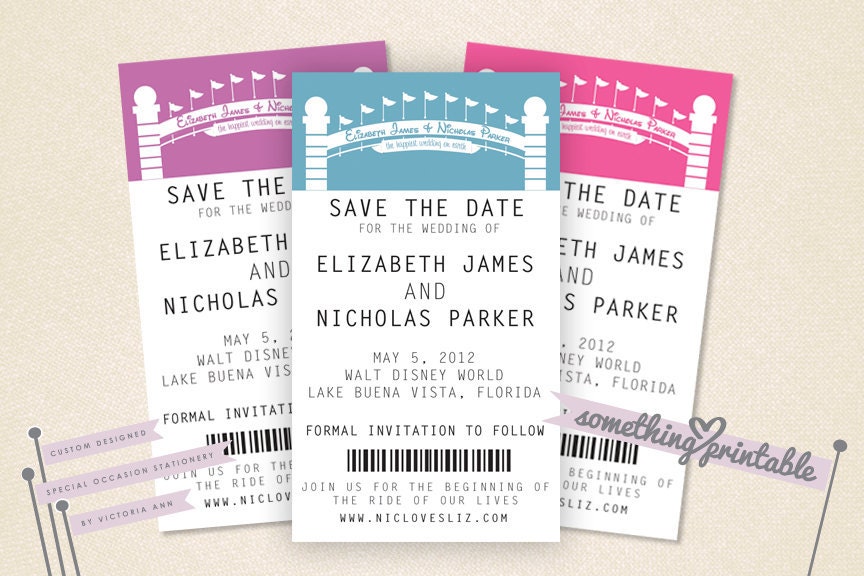 Fastpass Printable Disney inspired Save the Date Disney