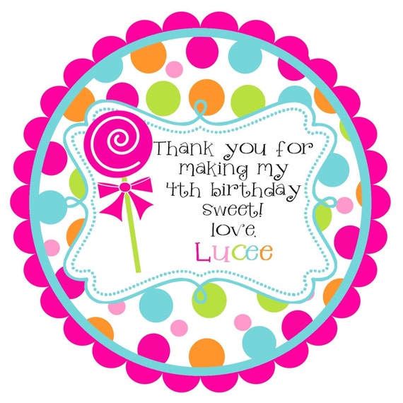 Lollipop Round Labels Stickers for party favors gift tags or