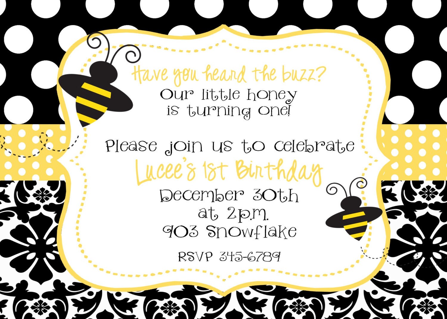 Bumble Bee Birthday Party Invitations 7