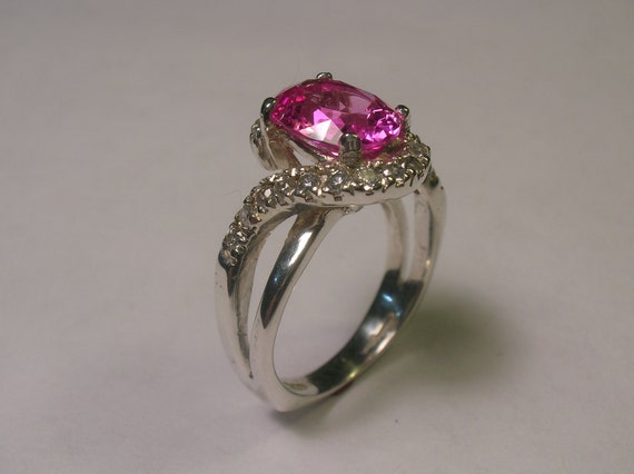 Pink Tourmaline Ring In Sterling Silver With Accent Stones