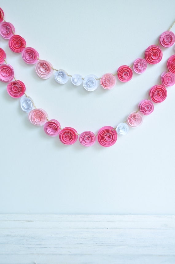 Garland Pink Paper Flower Garland shower birthday party