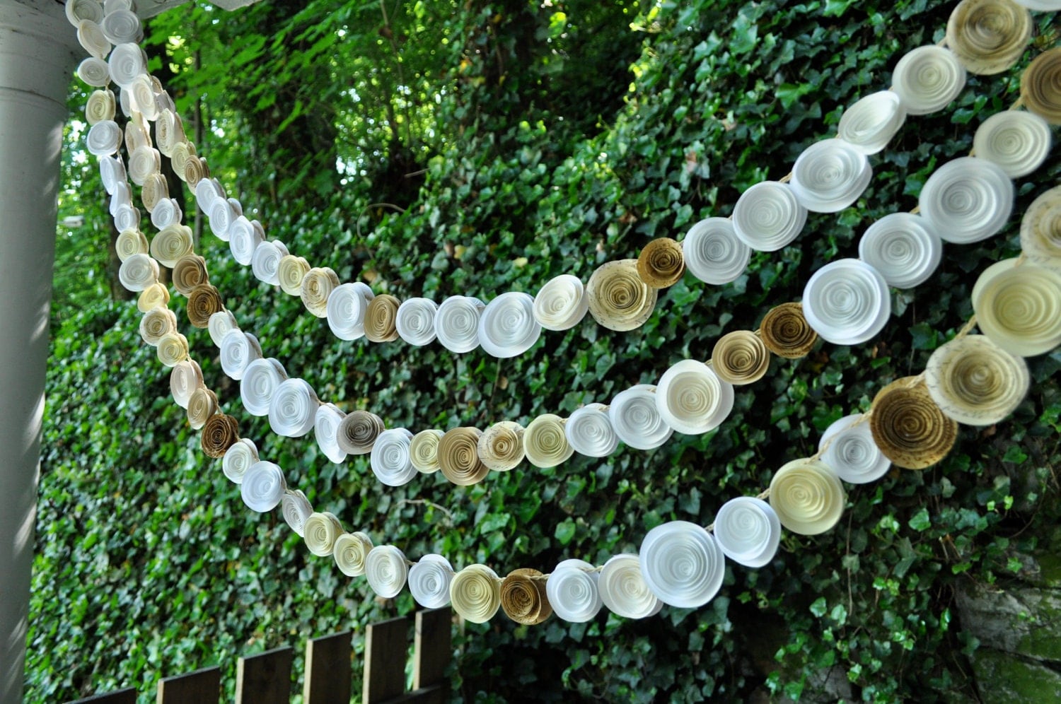 Wedding Garland paper flower garland White and Ivory 15 Feet