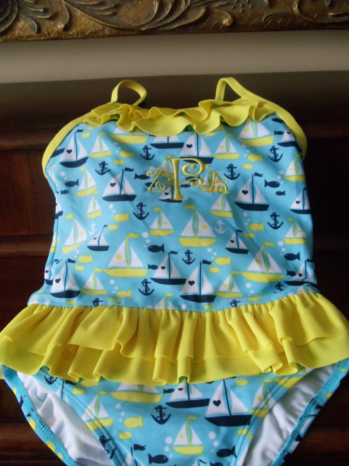 Baby and Toddler Girl Nautical Swimwear with Embroidered