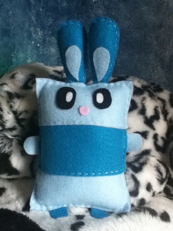 blue and white striped stuffed bunny