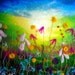 felt wall art, meadow in june wet felted floral art contemporary fibre art