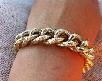 Chunky Gold Grain Chain Bracelet, Chunky Gold Chain Bracelet, Gold Chain Bracelet