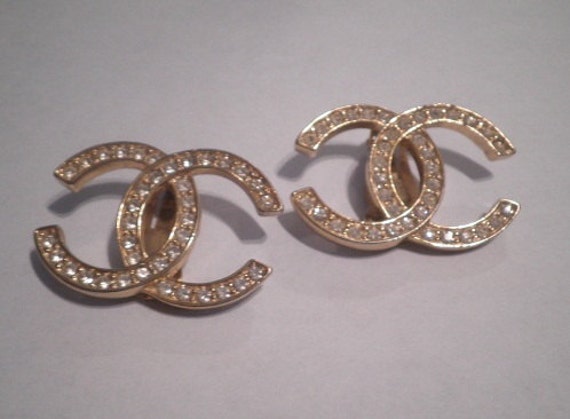 Huge CoCo Chanel CC Logo Runway Earrings Vintage Clip