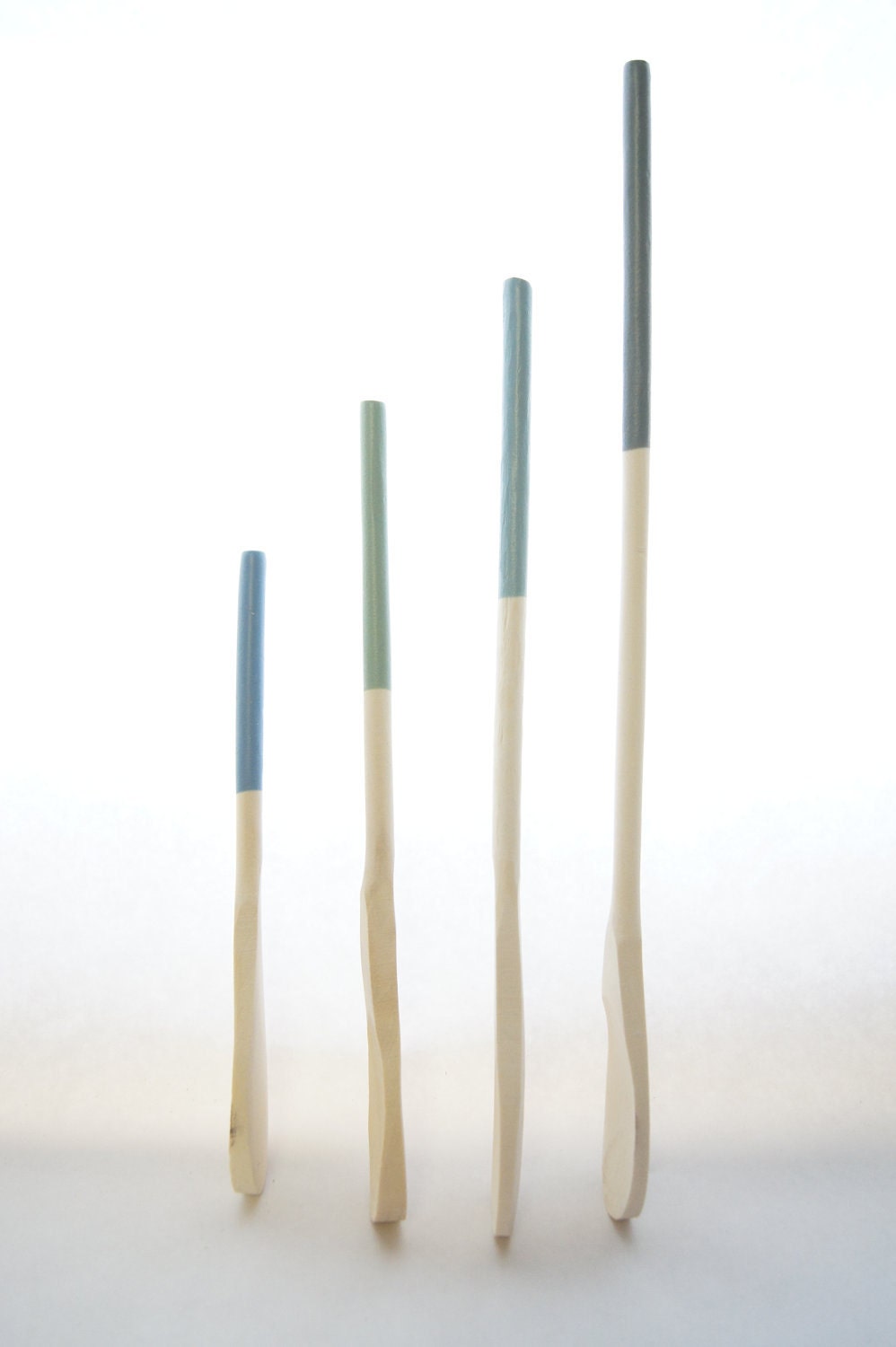 Set of 4 Artisan Wooden Spoons Hand Dipped in Traditional