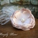 Vintage Inspired Taupe and Ivory Flower Hairclip with Feathers