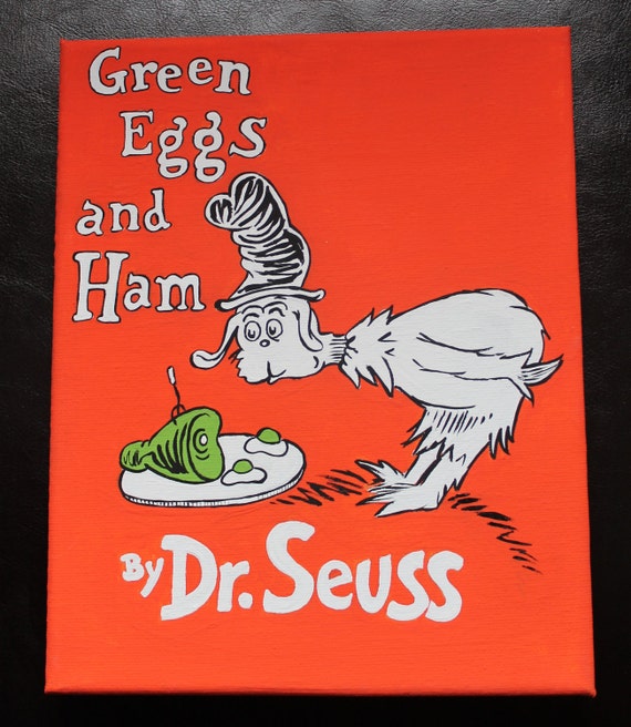 Items similar to Dr. Seuss Green Eggs and Ham Inspired Painting FREE ...