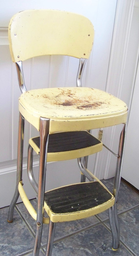 Retro 1960s Kitchen Step Stool with Two Pull Out Step Vintage