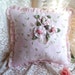 Decorator Pillow - Pink Embroidered Organza, Hm Roses, Ruffles and Cameo - Victorian