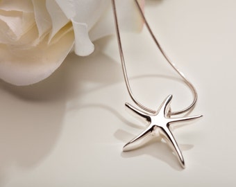 Small Starfish Necklace, Starfish Jewelry, Beach Wedding Jewelry, Bridesmaid Starfish Necklace, Summer Silver Necklace