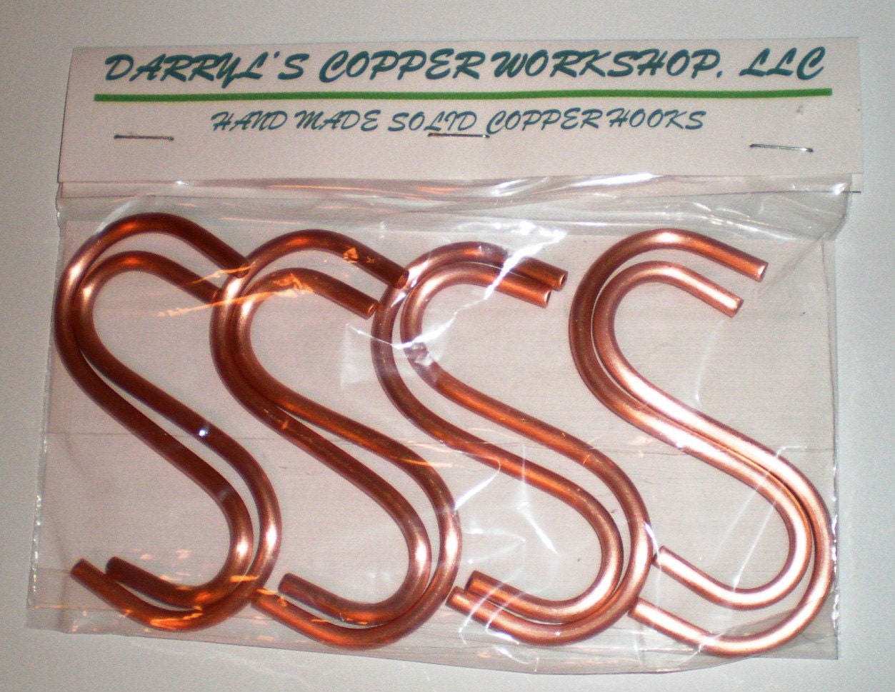 Set of 8 SOLID COPPER S Hooks Free Shipping to U S