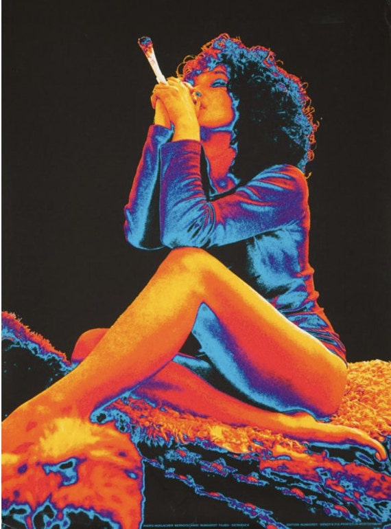 Items Similar To Psychedelic Smoking Woman Black Light Poster On Etsy
