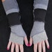 Arm Warmers Grey Black Fingerless Gloves
