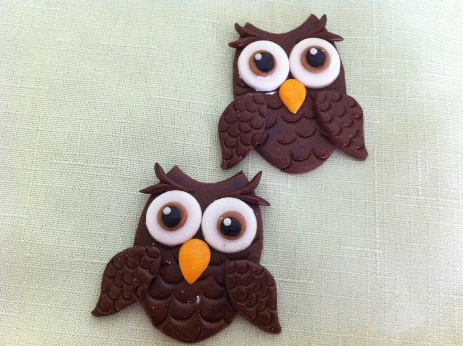 edible/fondant Owl cupcake topper set of 6