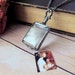 Antique Silver Beveled Glass Locket, Vintage Silver Rectangle Locket