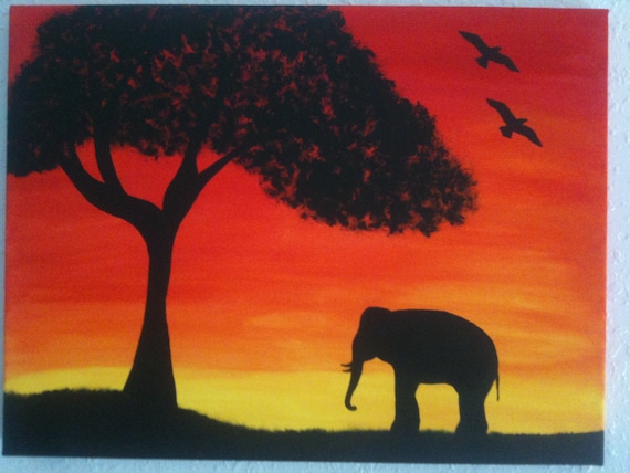 Items similar to Original Silhouette Acrylic Painting on Etsy