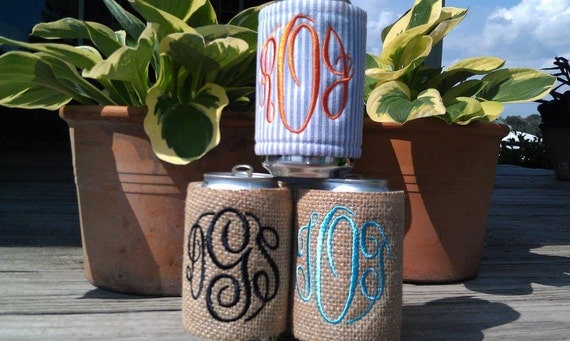 Koozies - Your Choice- Monogram included - BOTTLE OR CAN