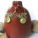 Handmade Hammered Gold Hoop Earrings with Green Chancledony and Turquoise Apatite