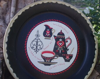 Oversized serving tray Pennsylvania Dutch Folk Art Serving Tray- round tray