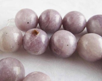Natural Lilac Gemstone Round Bead B Grade - 12mm - 16 Beads