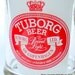 REDUCED! Tuborg Beer Glass Mug: Vintage '80s Clear Glass 12 oz. Mug with Handle