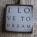 I Love to Dream Pendant - image encased in resin - 5.00 Bargain Bin