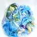 Blue Silk Scarf. Hand Painted Big Scarf with 4 Gems. Multicolor Shawl. Back to Heaven. Luxury Sized Scarf. 67x35in. (170x90cm). Ready2Ship.